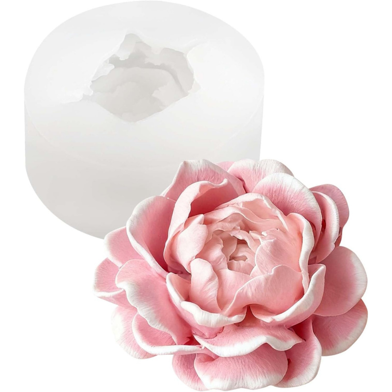 Candle Making Jars - ジャスミンフラワーキャンドルシリコンモールド、3D花柄シリコンモールド、柔軟に変形し、取り外し可能なシリコンモールド