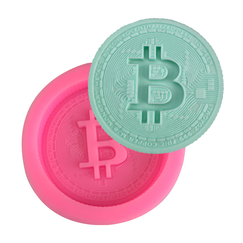 Candle Making Items - 1/3個入り通貨ロゴソープシリコンケーキベーキングデコレーションツールビットコインチョコレート型簡単リリースキャンドルドリップ型