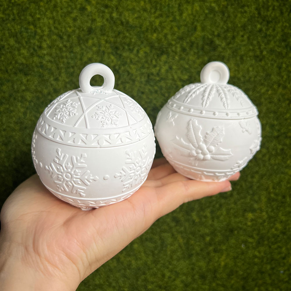 Xmas Candle Making - クリスマスラウンドボールキャンドルジャーシリコンモールドDIYレリーフスノーベリー収納ボックスキットモールド石膏樹脂クラフト製作クリスマスデコレーション
