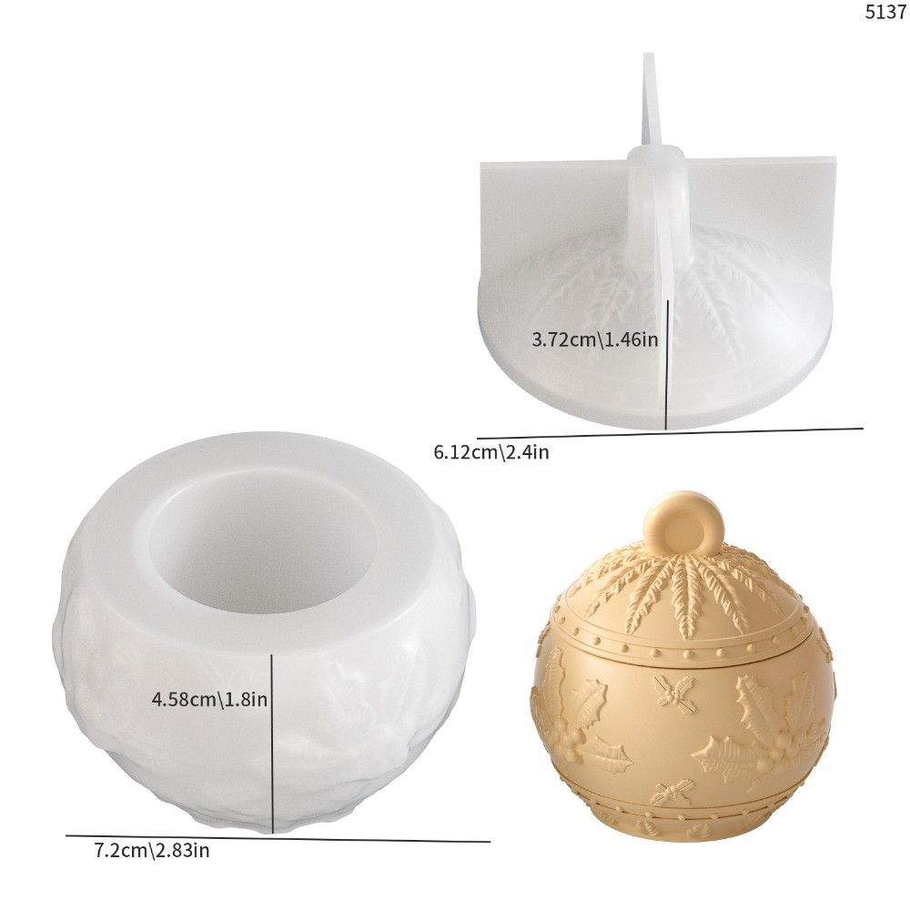 Candle Making Jars - 新しいシリコンキャンドルジャー型 3Dレリーフベリーデザイン 蓋付き 石膏樹脂型 クラフト製作 収納ボックス型