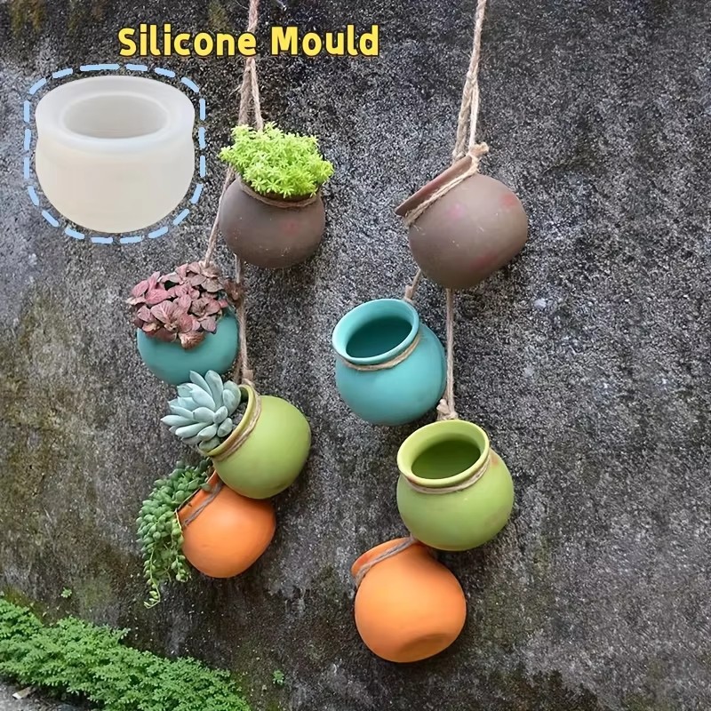 Candle Making Jars - シリコンフラワーポット型、樹脂型、エポキシ型、香り付きキャンドル型、小型多肉植物用フラワーポット、壁掛けフラワーポット、ヴィンテージ陶器型、手作りDIY容器型、エポキシ樹脂製造用型
