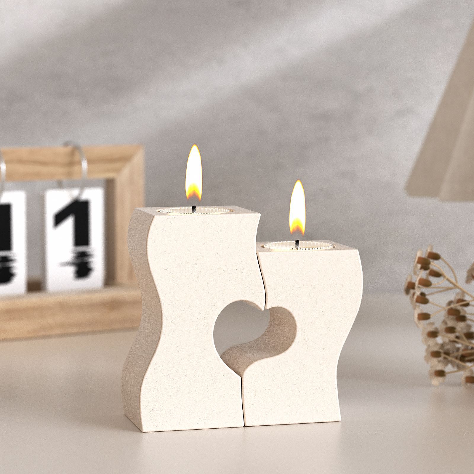 Candle Making Tools - S ハート燭台シリコーン金型 DIY キャンドルホルダー石膏石膏セメント型クラフトウェディングギフト注ぐ UV 樹脂作成ツール