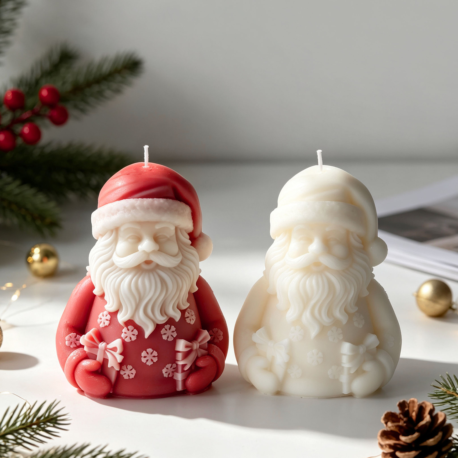 Xmas Candle Making - DIYクリスマスキャンドルサンタクロースシリコンモールド手作り石膏絵画クラフトモールドクリスマスデコレーションキャンドル製作用品