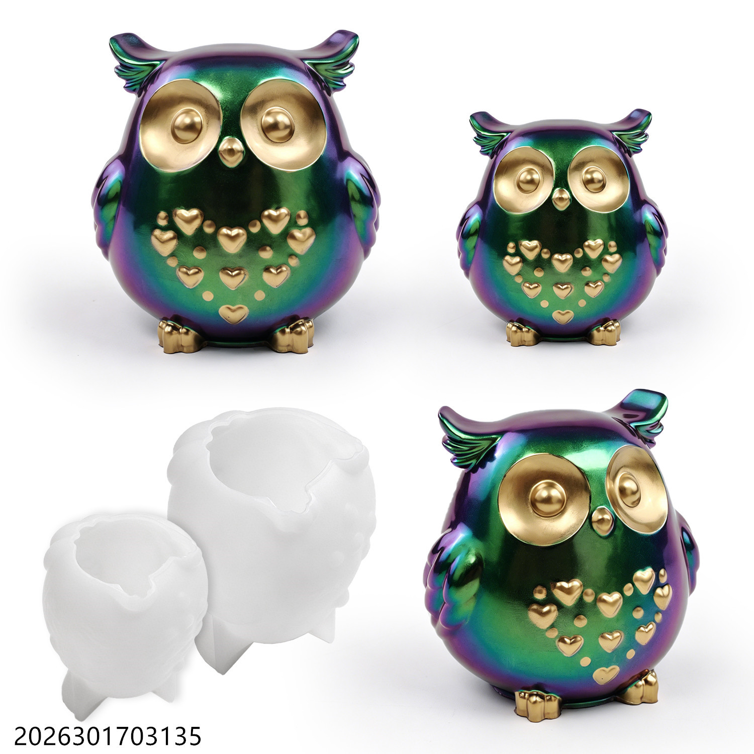 Candle Making Tools - フクロウシリコンモールド 3D鳥型セット DIYエポキシ樹脂石膏セメント石鹸作り香り付きキャンドルホルダークラフトギフト用