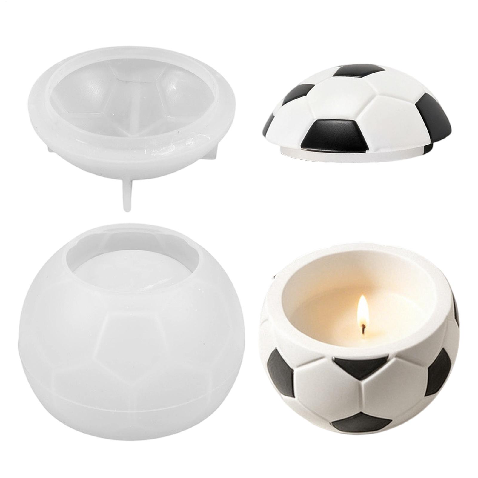 Candle Making Jars - サッカーシリコンモールド 3D 再利用可能なサッカージャーモールドキャンドル作り用モールド家の装飾感謝祭誕生日パーティーオフィス用
