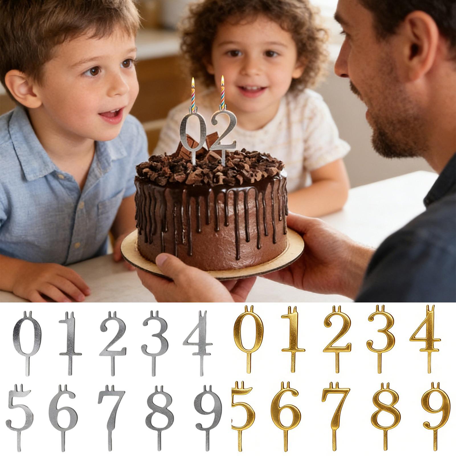 Candle Making Tools - 10個入り 0-9 数字ケーキトッパー メタルナンバーキャンドルホルダーセット 安定して再利用可能な誕生日ケーキトッパーデコレーションキャンドルホルダー