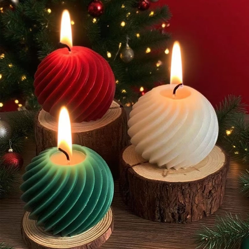 スパイラルストライプボールシリコーンキャンドルモールド DI - Xmas Candle Making のレビューと価格
