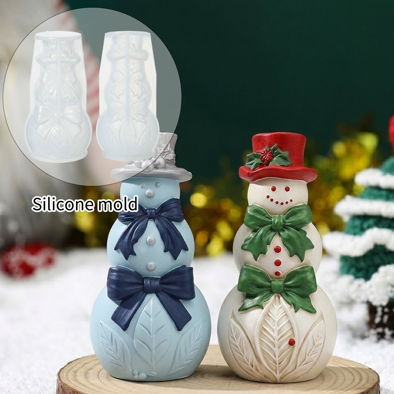 3Dリボン付き雪だるまシリコンモールド クリスマスオーナメン - Xmas Candle Making のレビューと価格