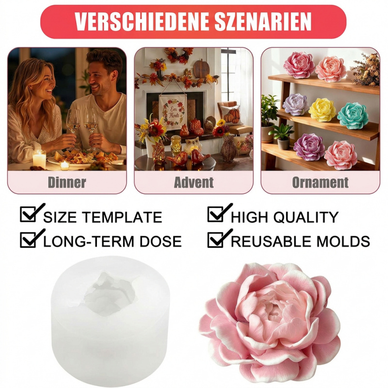 ジャスミンフラワーキャンドルシリコンモールド、3D花柄シリコ - Candle Making Jars のレビューと価格