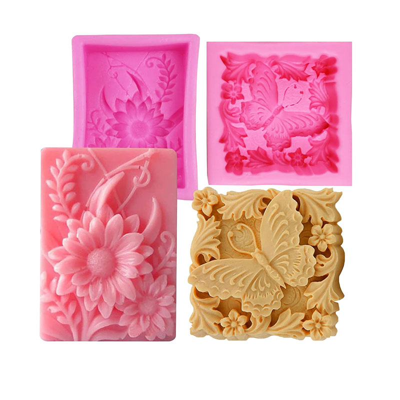 シリコーン石鹸型 3D 蝶花ローションバー花柄バスモールド  - Candle Making Bath のレビューと価格