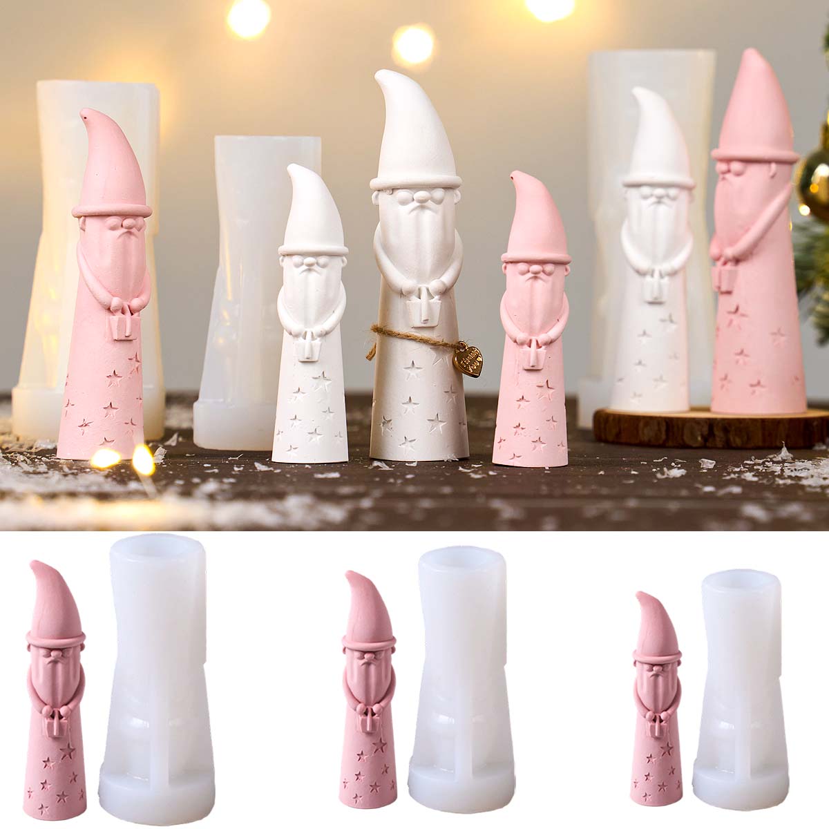クリスマスオーナメントノームシリコンモールド顔のないサンタク - Xmas Candle Making のレビューと価格