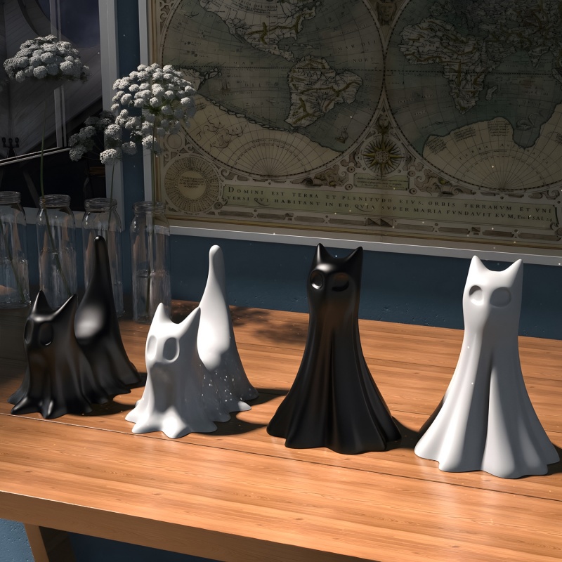 ゴースト猫ハロウィンデスクトップ飾り石膏シリコーン型 DIY - Candle Making Tools のレビューと価格
