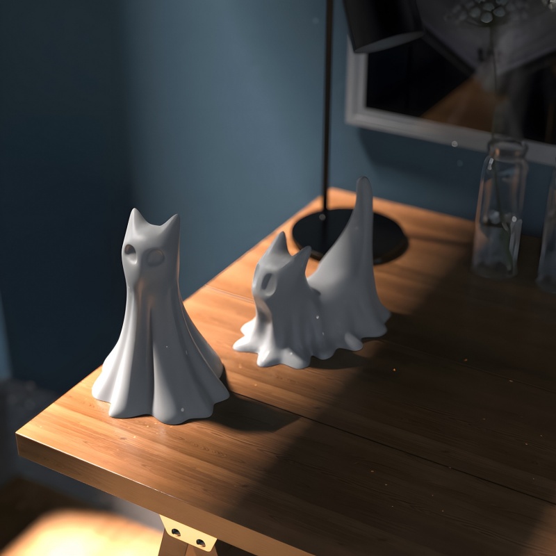ゴースト猫ハロウィンデスクトップ飾り石膏シリコーン型 DIY - Candle Making Tools のレビューと価格