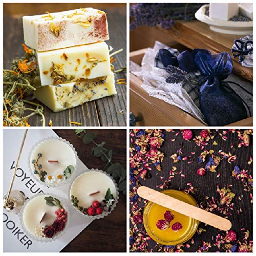 9袋入りドライフラワー、100%天然ドライフラワーハーブキッ - Candle Making Bath のレビューと価格