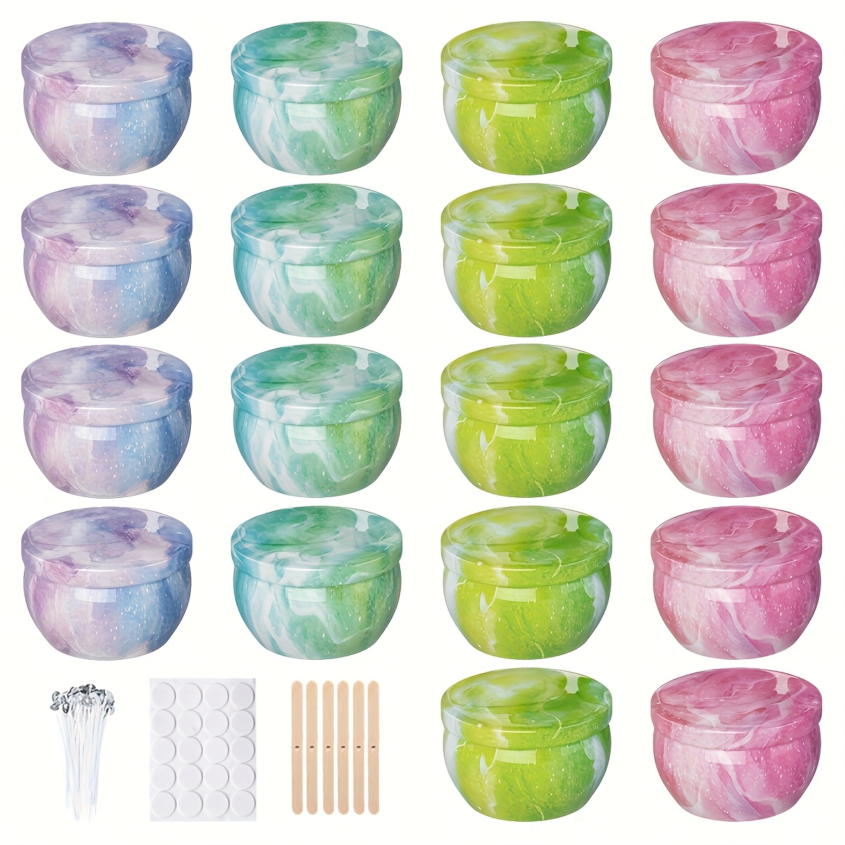 星空模様の金属製空キャンドルジャー、6個入り2.5オンス丸型 - Candle Making Jars のレビューと価格