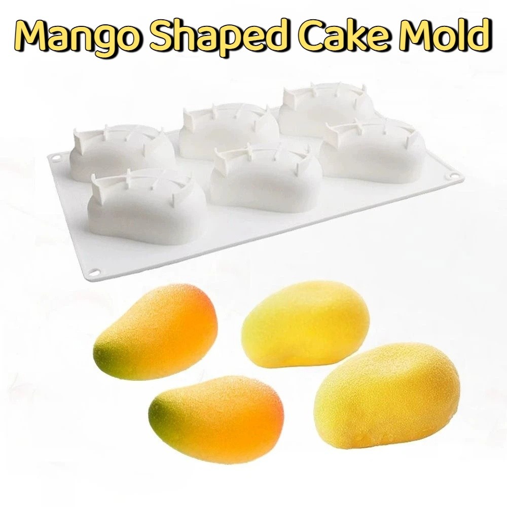 6つの空洞を持つマンゴー型ケーキ型、無毒で焦げ付きにくいシリ - Candle Making Items のレビューと価格