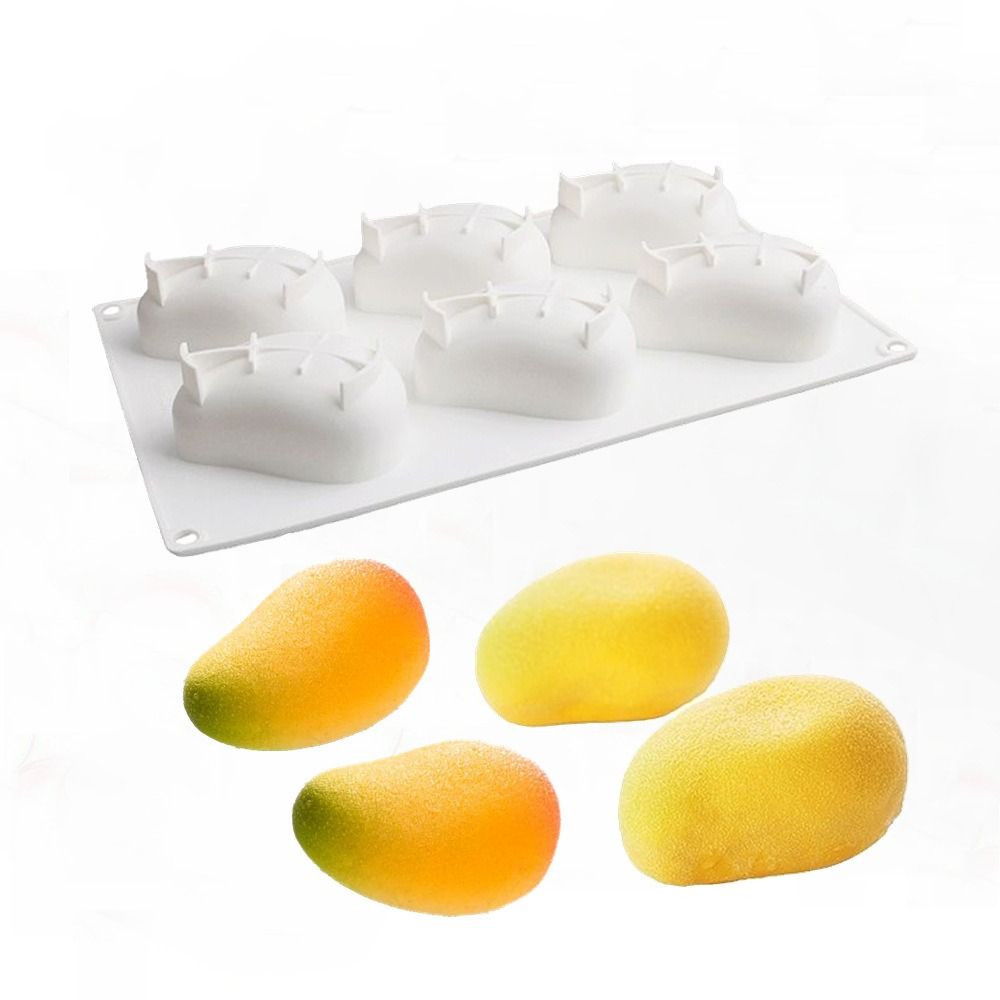 6つの空洞を持つマンゴー型ケーキ型、無毒で焦げ付きにくいシリ - Candle Making Items のレビューと価格