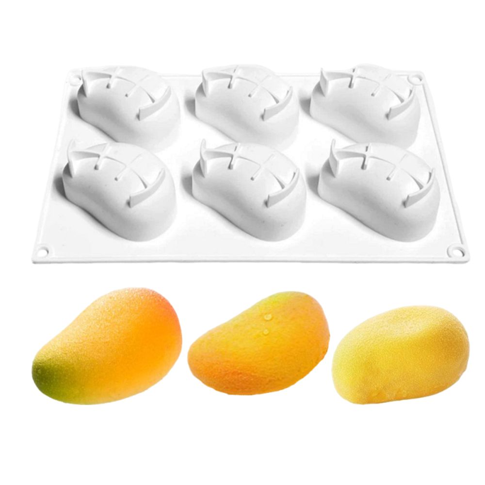 6つの空洞を持つマンゴー型ケーキ型、無毒で焦げ付きにくいシリ - Candle Making Items のレビューと価格