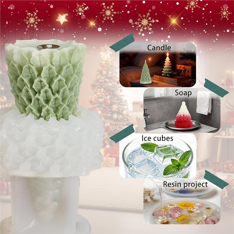 クリスマスシリコンモールド クリスマスツリー 松ぼっくりシリ - Xmas Candle Making のレビューと価格