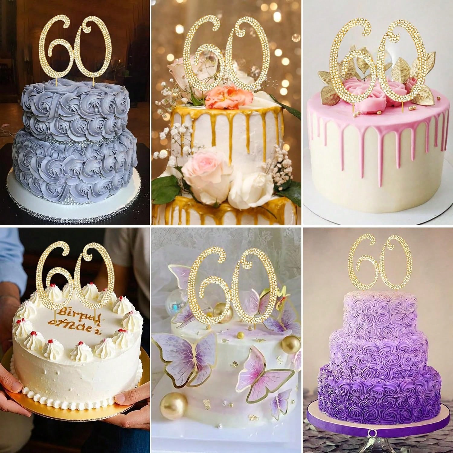 大型ゴールドラインストーンナンバーケーキトッパー（1個）-0 - Candle Making Tools のレビューと価格