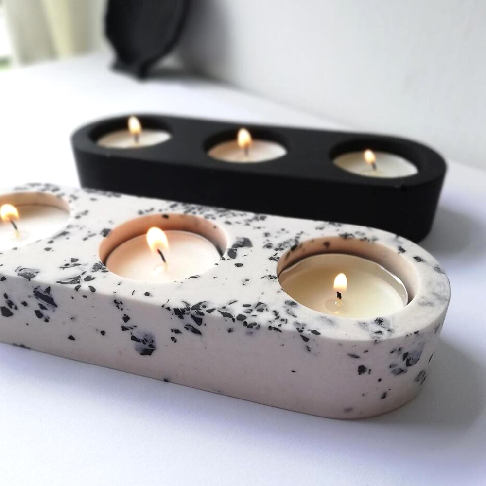 3 穴燭台セメントシリコーン型 DIY セメント石膏ラウンド - Candle Making Jars のレビューと価格