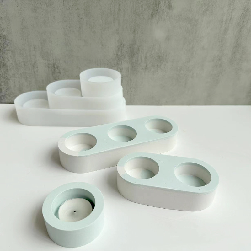 3 穴燭台セメントシリコーン型 DIY セメント石膏ラウンド - Candle Making Jars のレビューと価格