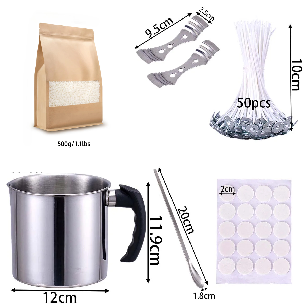 DIYアロマキャンドル作成ツールキット、ソイワックス、芯、ス - Candle Making Jars のレビューと価格